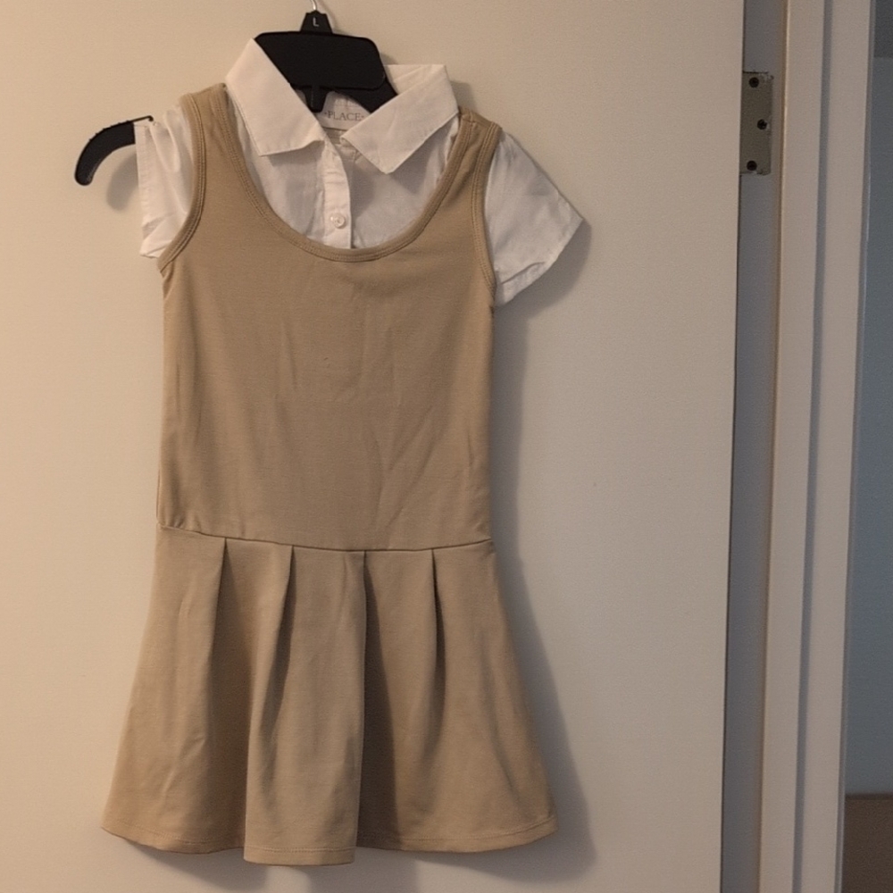 Children's Place Girls School Uniform Dress Khaki 5-6